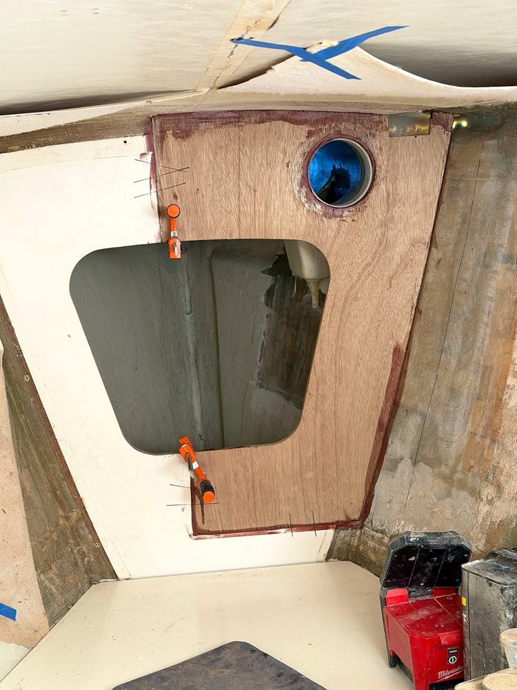 Photo from this job: Hull damage and a new forward bulkhead