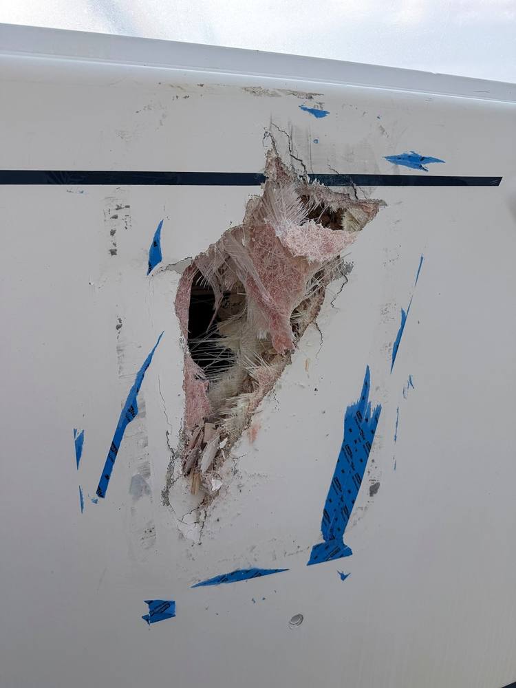 Photo from this job: Hull damage and a new forward bulkhead